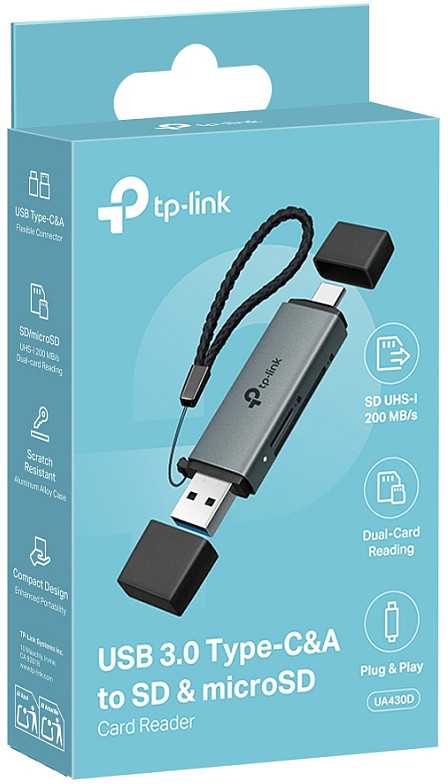 TP-Link UA430D USB 3.0 Typ-C ir Typ-A į SD+Micro SD 3.0 adapteris.
