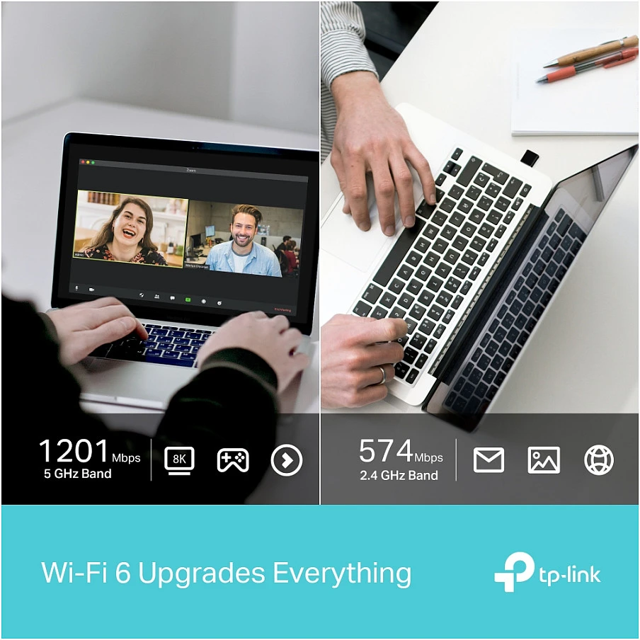 TP-LINK | AX1800 Nano dviejų dažnių „Wi-Fi 6“ USB adapteris | Archer TX20U Nano | USB 2.0