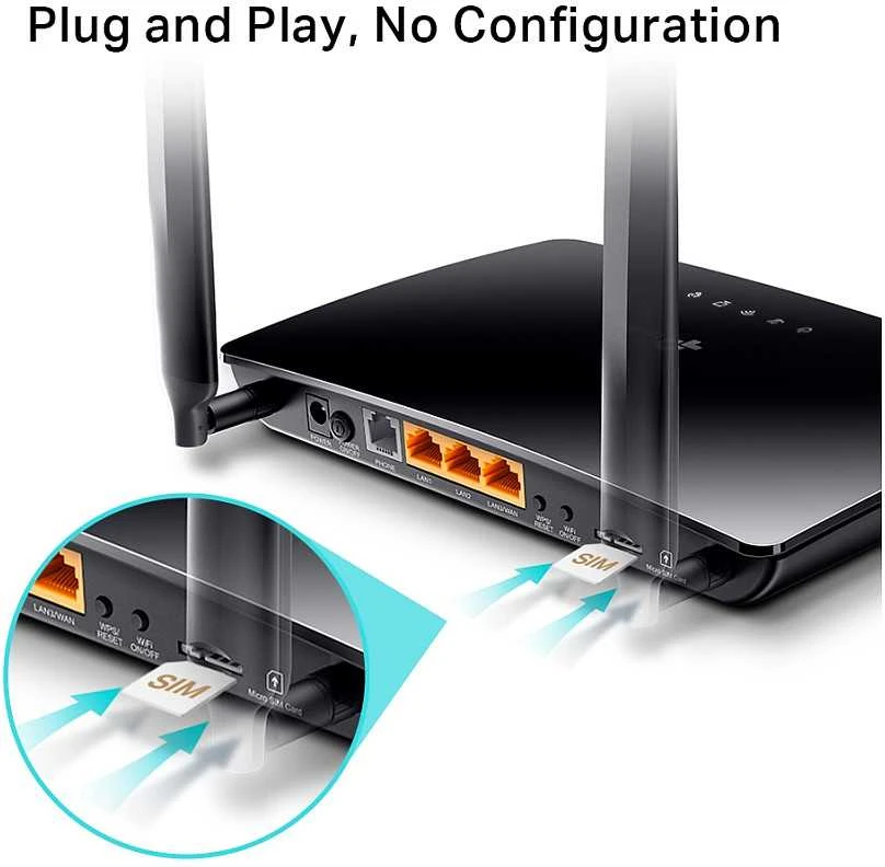 Belaidis Maršrutizatorius - TP-Link N300 4G LTE Telefono WiFi Maršrutizatorius - Juodas