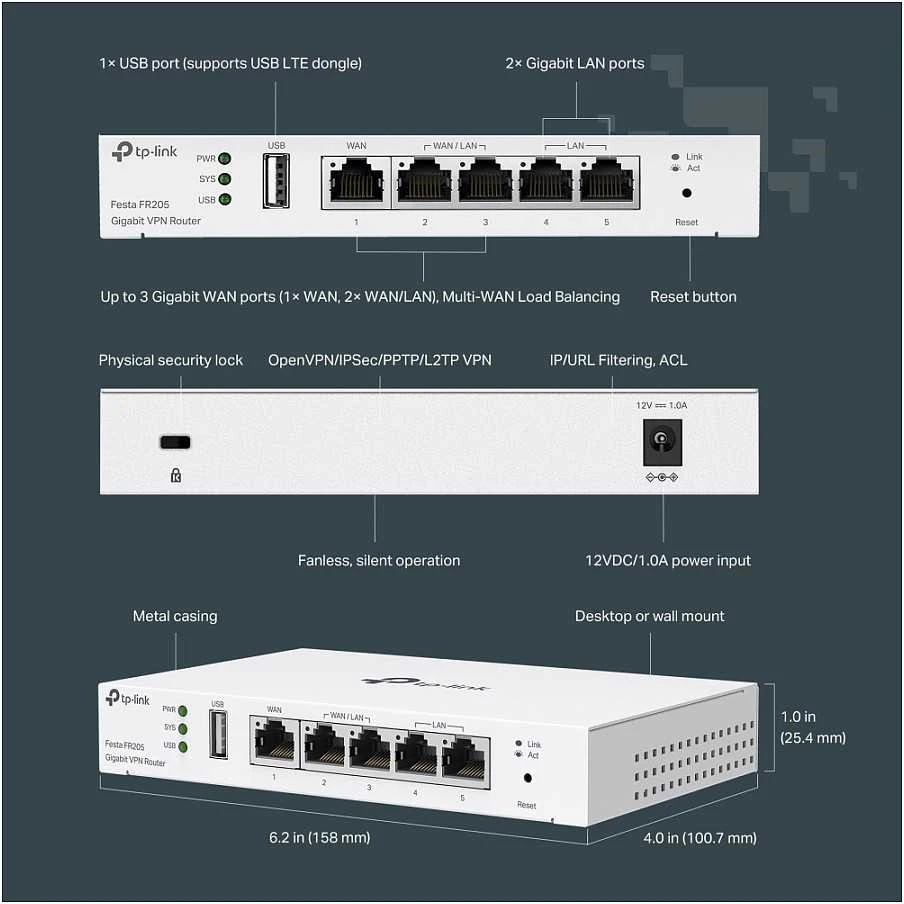 TP-Link WL-Maršrutizatorius Festa FR205 Gigabit VPN-Maršrutizatorius