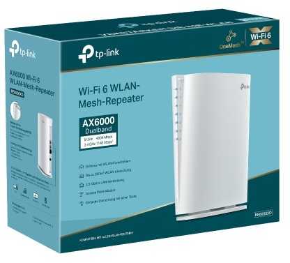 Maršrutizatorius TP-Link RE6000XD WLAN kartotuvas, Wi-Fi 6 AX6000, 2,5G LAN, OneMesh - baltas