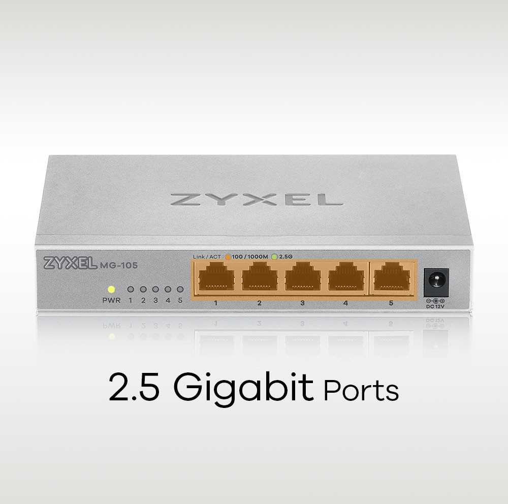 Šakotuvas TP-Link ZYXEL MG-105 5 PORTS DESKTOP 2,5G MULTIGIG UNMANAGED DESKTOP SWITCH