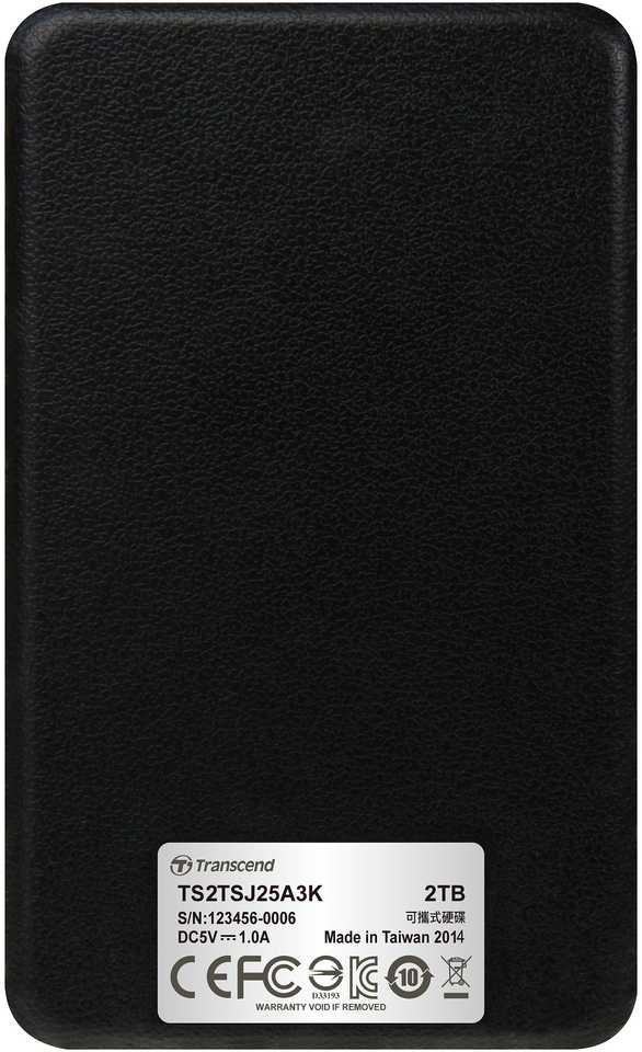 Kietasis diskas TRANSCEND StoreJet 25A3 HDD USB 3.0 2TB išorinis Juodas