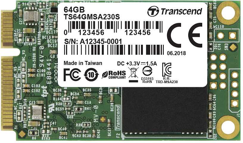 TRANSCEND 64GB mSATA SSD SATA3 3D TLC