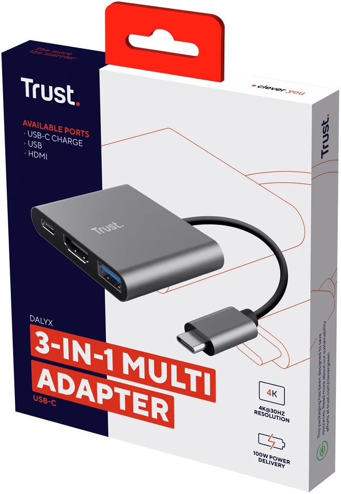 Trust Dalyx USB 3.2 Gen 1 (3.1 Gen 1) Type-C Aliuminio, Juodas