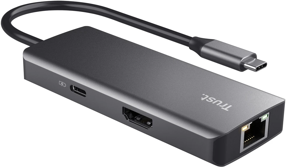 Trust Dalyx - 6-in-1 USB-C Multi-Port Adapteris, 1000 Mbit/s (sidabrinis)