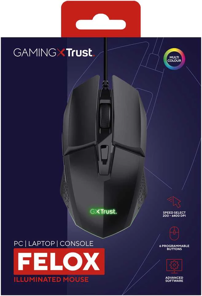 TRUST GXT 109 FELOX pelė su laidu | 6400 DPI