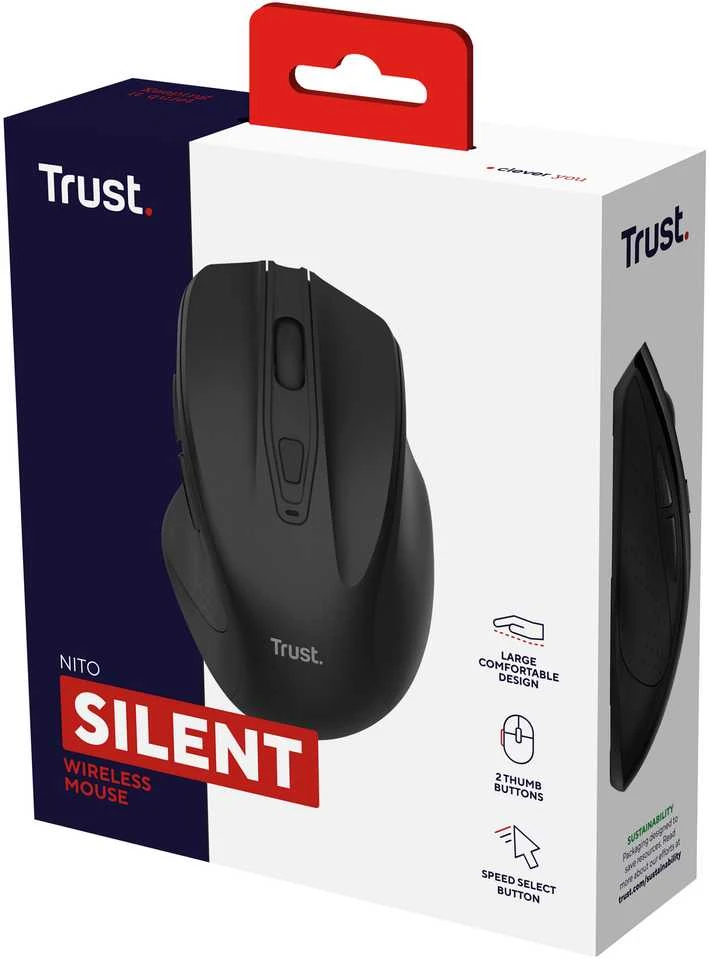 Trust NITO SILENT Belaidė pelė - BL - BLK