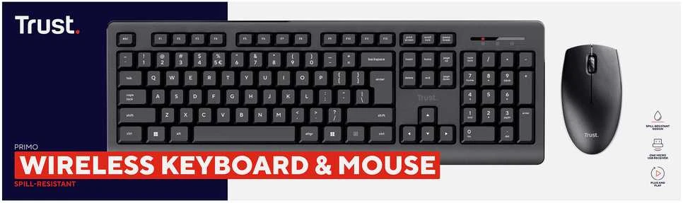 Klaviatūra ir pelė Kit Trust Primo Wireless Desktopset DE
