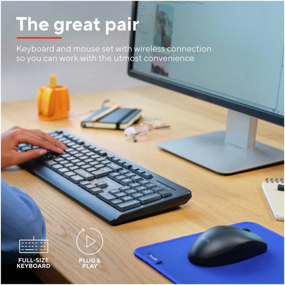 Klaviatūra ir pelė Kit Trust Primo Wireless Desktopset DE