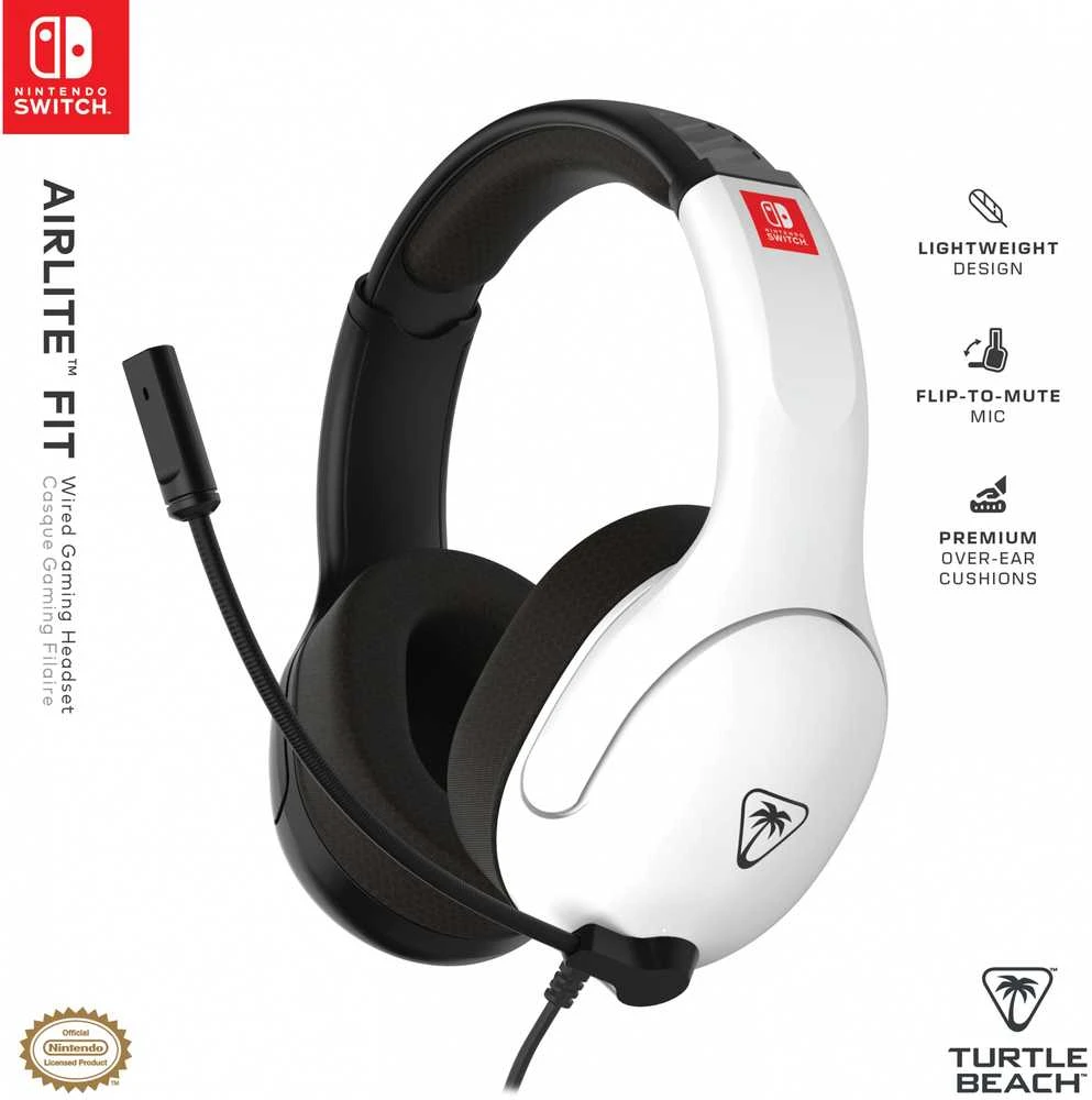 Turtle Beach | Ausinės | Airlite Fit Nintendo Switch | su laidu | Over-Ear | Mikrofonas | Juodas/Baltas