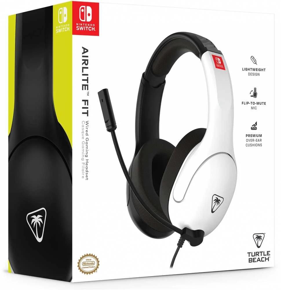 Turtle Beach | Ausinės | Airlite Fit Nintendo Switch | su laidu | Over-Ear | Mikrofonas | Juodas/Baltas