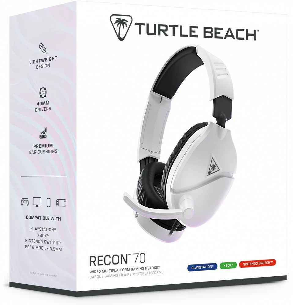 Turtle Beach Recon 70 (baltos) laidinės ausinės | 3.5mm |PS5,PS4