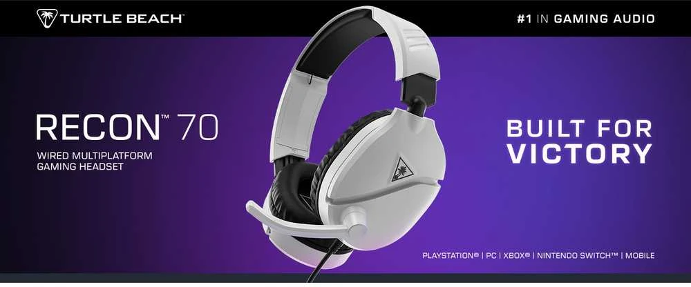 Turtle Beach Recon 70 (baltos) laidinės ausinės | 3.5mm |PS5,PS4