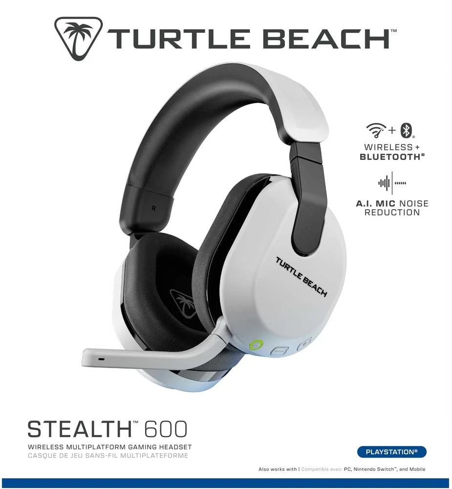 Turtle Beach Stealth 600 Gen 3 (Baltos) belaidės ausinės | PS5,PS4/PC