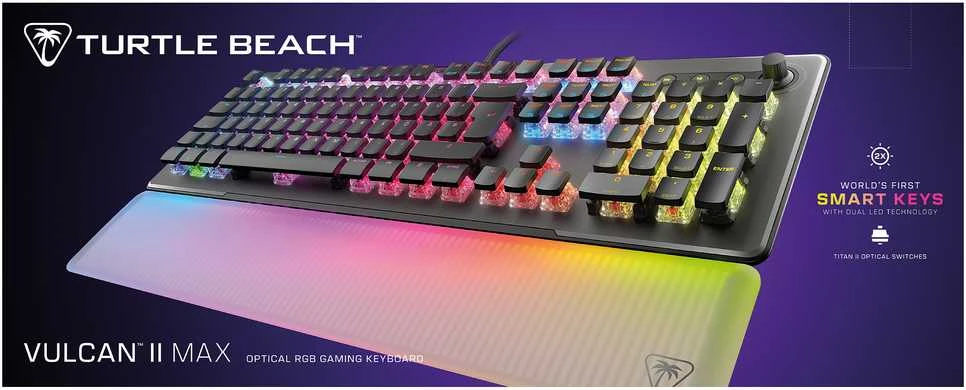 Turtle Beach Vulcan II Max, Gaming-klaviatūra - juodas/transparent, DE-išdėstymas, TITAN II Optical Raudona