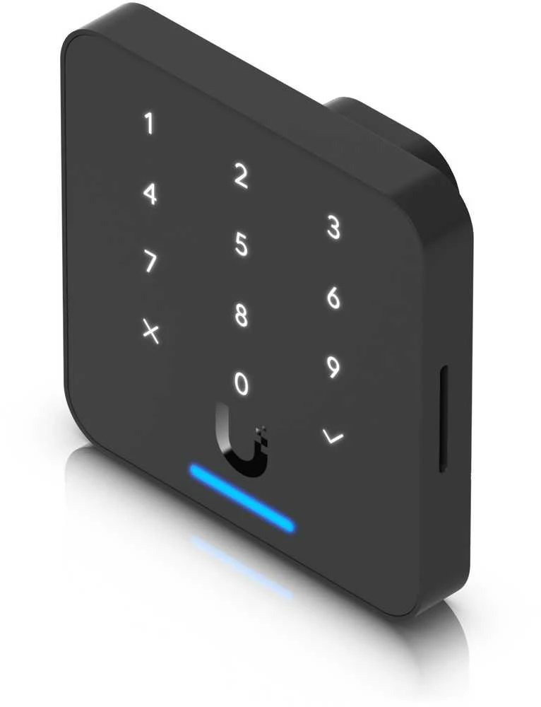 UBIQUITI READER FLEX Juodas. TREČIOS KARTOS NFC KORTELIŲ SKAITYTUVAS SU KLAVIATŪRA IR „APPLE TOUCH PASS“ PALAIKYMU.