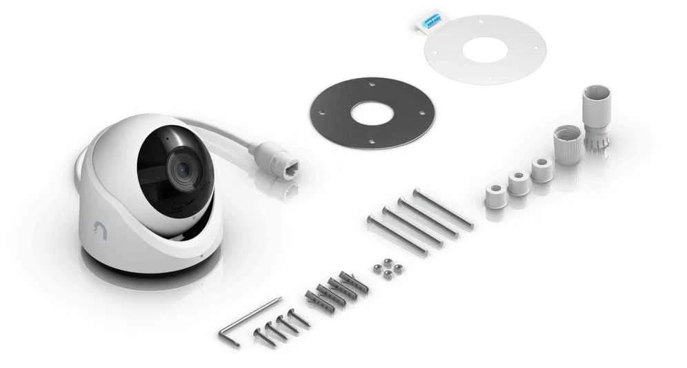 „UBIQUITI G6 TURRET“ – visoms oro sąlygoms atspari, nuo klastojimo apsaugota 4K POE kamera su 1/1,8 colio 8 MP vaizdo jutikliu, daugiafunkciu dirbtinio intelekto varikliu ir 3 ašių rankiniu reguliavimu, kad būtų galima lengvai įdiegti.