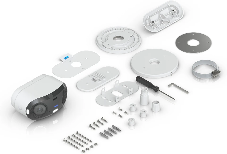 Ubiquiti UVC-G6-180-W IP kamera, skirta naudoti viduje ir lauke, su dvigubais jutikliais, 16MP, 20 FPS, POE+,