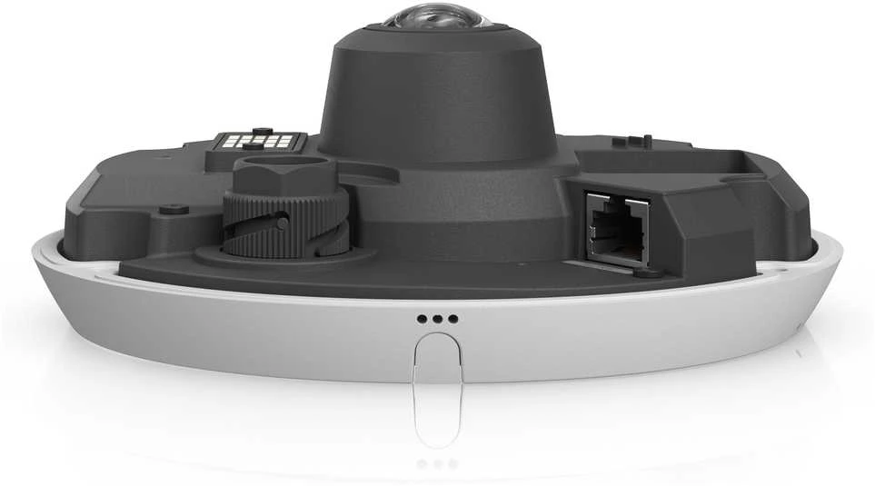UBIQUITI UVC-G6-Pro-360-W Visoms oro sąlygoms, vandalams atspari 12MP PoE kamera su panoraminiu 360 laipsnių vaizdu, skaitmeniniu pasukimo, pakreipimo, priartinimo ir išmaniuoju IR ryšiu.
