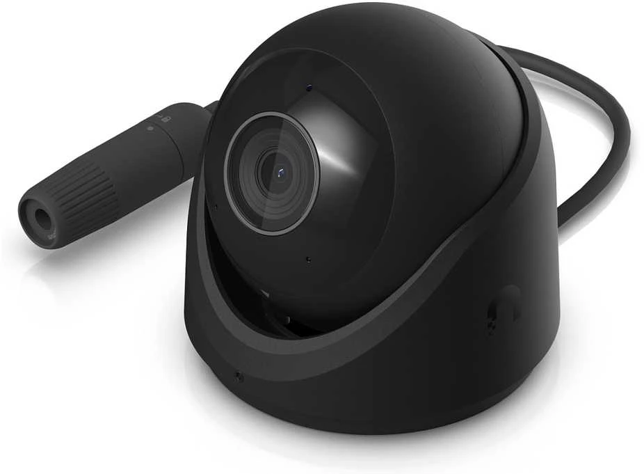 „Ubiquiti UVC-G6-Turret-B Juodas“ – visoms oro sąlygoms atspari, nuo įsilaužimo apsaugota 4K PoE kamera su 1/1,8 colio 8 MP vaizdo jutikliu, „Multi-TOPS“ dirbtinio intelekto varikliu ir 3 ašių rankiniu reguliavimu, užtikrinančiu lankstų montavimą.