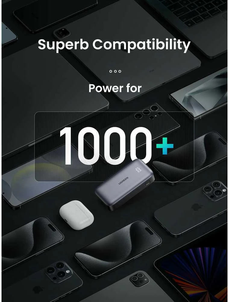 Powerbank 10000mAh 30W PD USB + USB-C UGREEN Nexode PB502 juodos spalvos