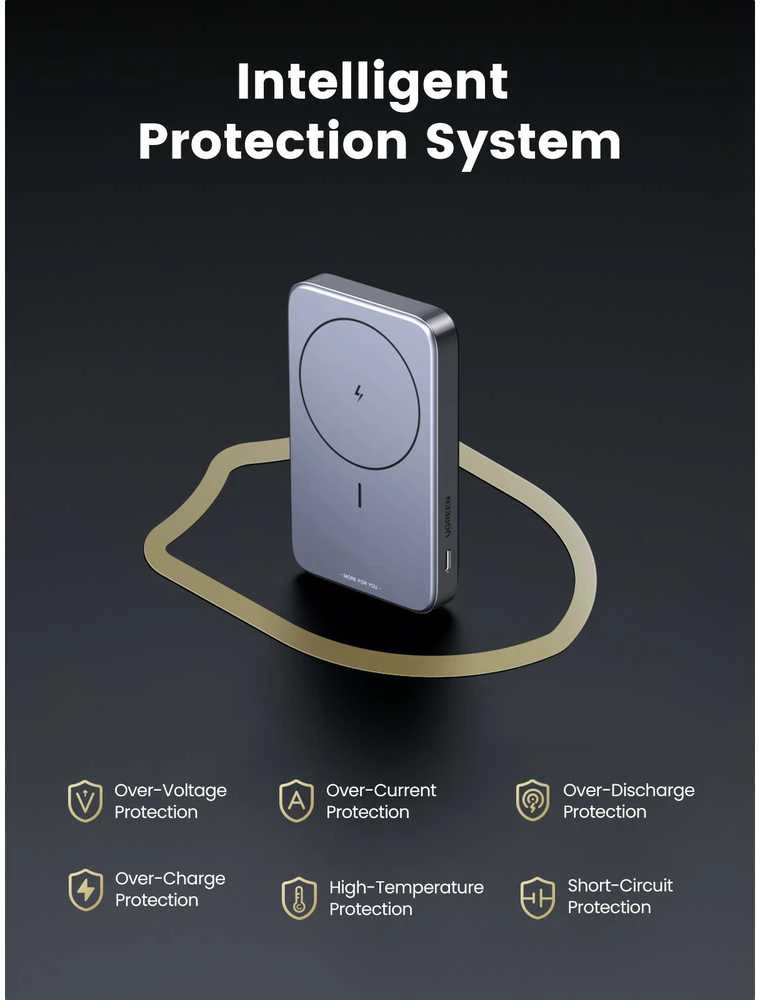 Ugreen PB206 10000mAh USB + USB-C 20W su funkcija podstawki (juoda)