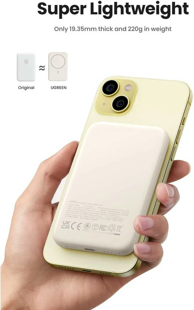LiPo išorinis akumuliatorius (Powerbank) 10000mAh 20W bevielis QI 15W, su magnetu Magsafe PB561 UGREEN