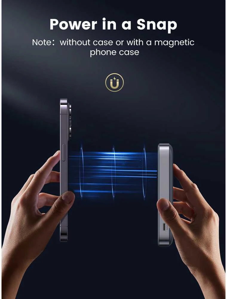 Ugreen PB206 10000mAh USB + USB-C 20W su funkcija podstawki (juoda)