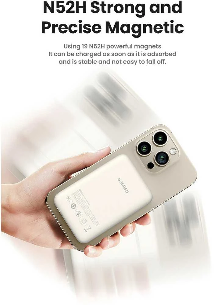 LiPo išorinis akumuliatorius (Powerbank) 10000mAh 20W bevielis QI 15W, su magnetu Magsafe PB561 UGREEN