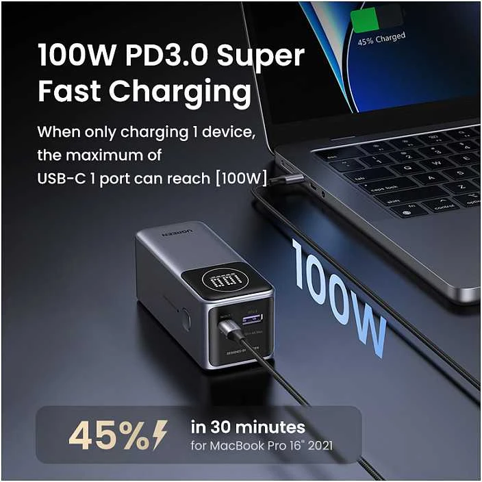 Nešiojamas įkroviklis UGREEN Nexode 12000 mAh Power Bank, 100W
