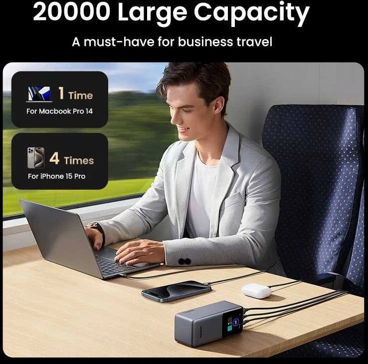 UGREEN nešiojama baterija (Power Bank) 20000mAh, 130W, greitasis įkrovimas