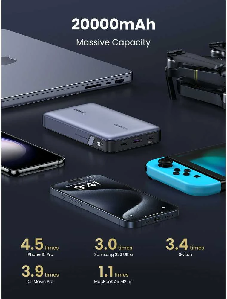 Nešiojamas įkroviklis UGREEN Nexode Power Bank 20000mAh 100W (su laidu)