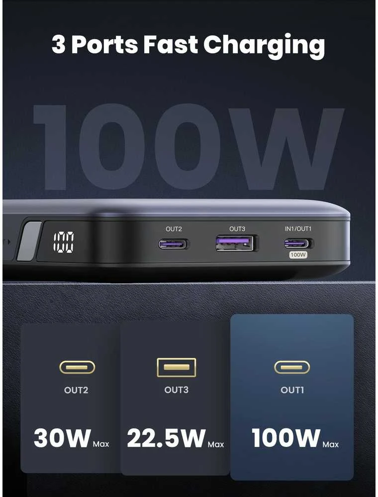 Nešiojamas įkroviklis UGREEN Nexode Power Bank 20000mAh 100W (su laidu)