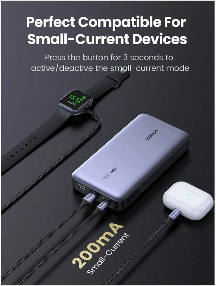 Nešiojamas įkroviklis UGREEN Powerbank 145W nešiojamajam kompiuteriui - 3 jungtys / 25000mAh