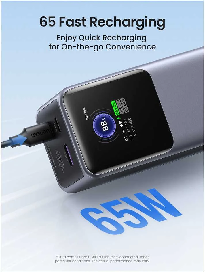 UGREEN išorinis akumuliatorius (Powerbank) 25000mAh 200W 2xUSB-C; USB PB722