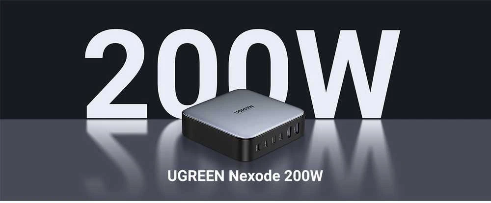UGREEN 2USB-A+4USB-C 200W Desktop greitasis įkroviklis, pilkas