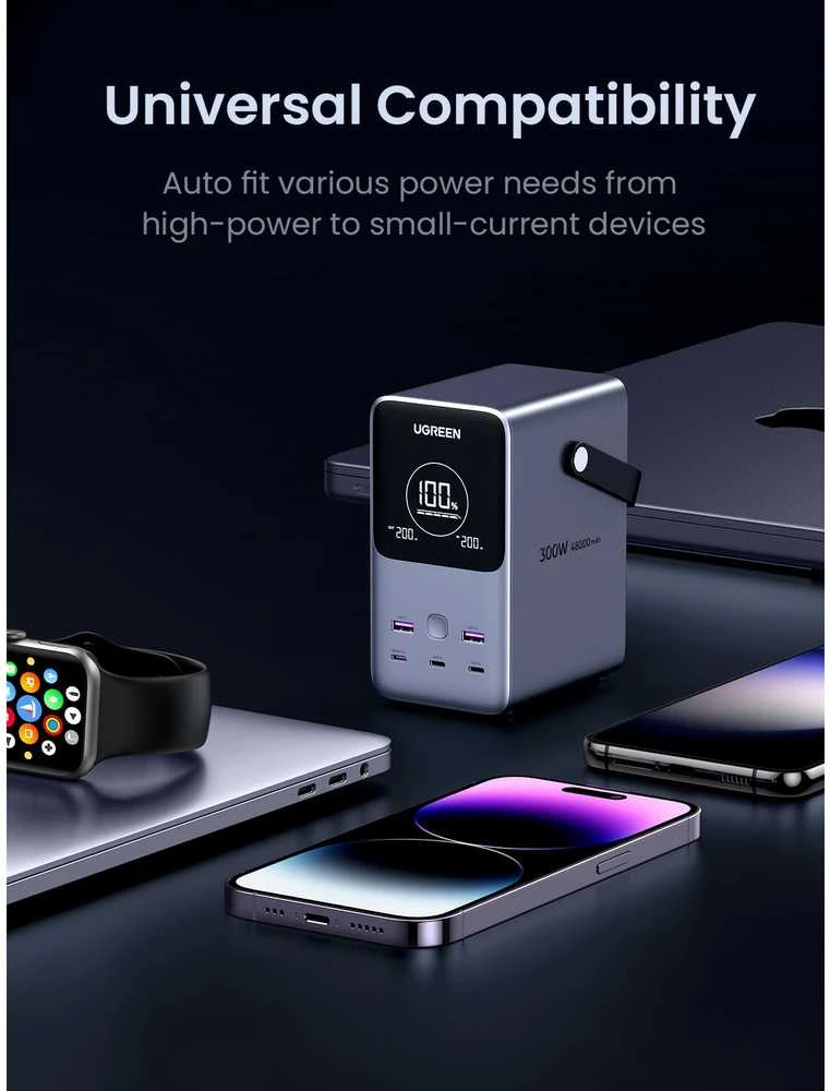 LiPo išorinis akumuliatorius (Powerbank) 48000mAh 300W 3xUSB-C, 2xUSB PB770 UGREEN