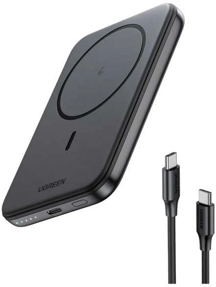LiPo išorinis akumuliatorius (Powerbank) 5000mAh 15W bevielis QI 7.5W, su magnetu Magsafe PB560 UGREEN