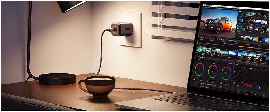 UGREEN CD294 įkroviklis 2x USB-C, GaN, PD3.0, QC4.0, 45W, pilkas