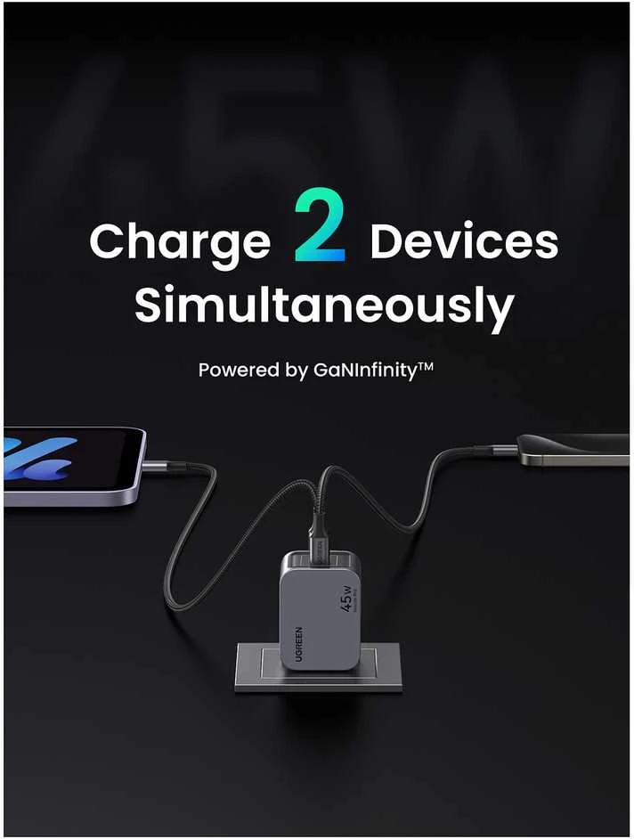 Įkroviklis UGREEN Nexode Pro 45W, 2x USB-C