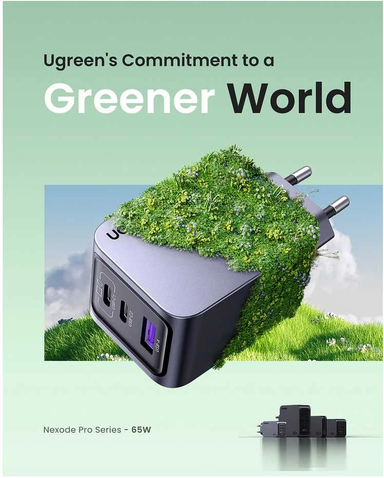 UGREEN „Nexode Pro“ 65W 3 prievadų GaN mini greitasis įkroviklis