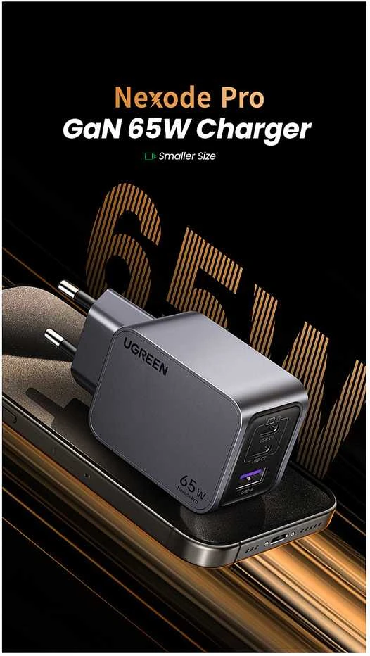 UGREEN „Nexode Pro“ 65W 3 prievadų GaN mini greitasis įkroviklis