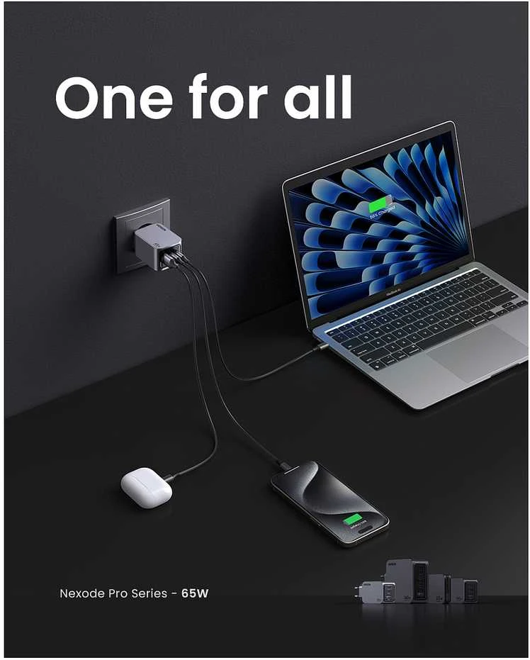 UGREEN „Nexode Pro“ 65W 3 prievadų GaN mini greitasis įkroviklis