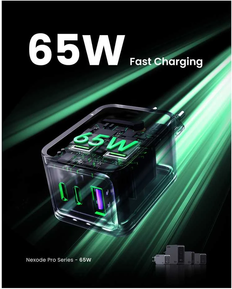UGREEN „Nexode Pro“ 65W 3 prievadų GaN mini greitasis įkroviklis