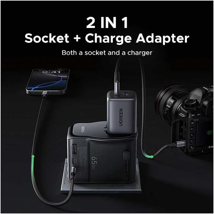 UGREEN 65W kelioninis adapteris su keliais įrenginiais