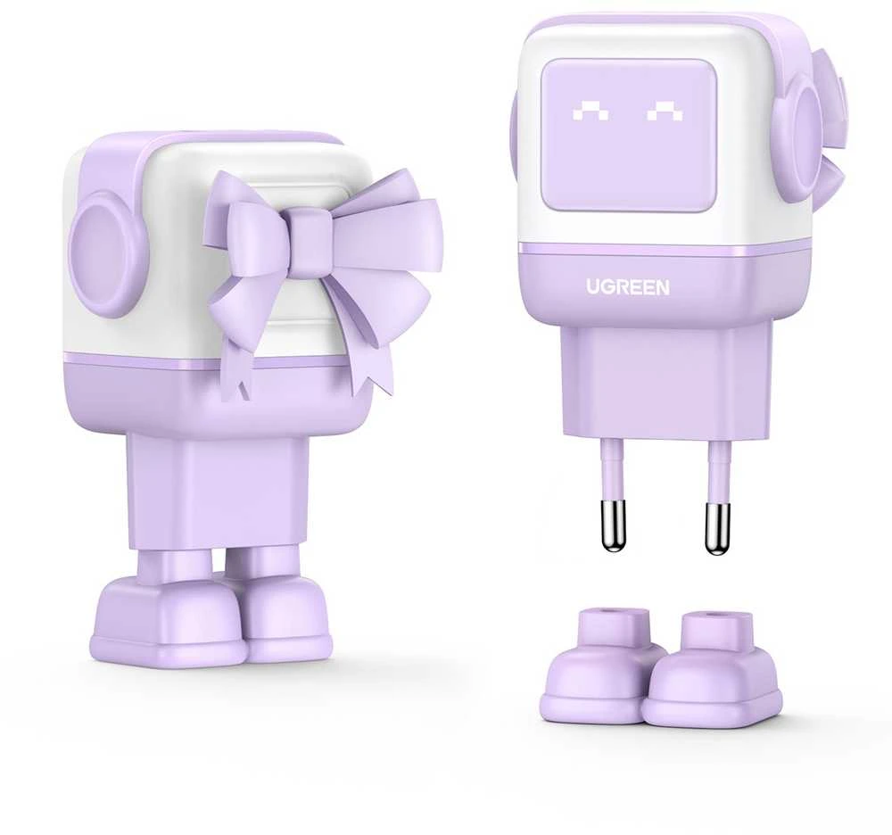 Įkroviklis Ugreen Nexode RG 65W GaN, 2 x USB-C + USB-A, violetinės spalvos