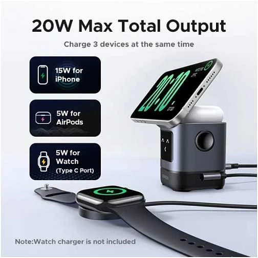 Bevielis įkroviklis UGREEN 2-in-1 Magnetic Wireless Charger