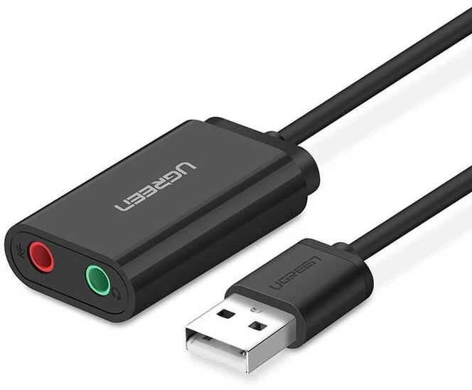 Išorinis USB garso adapteris UGREEN 15cm - Juoda