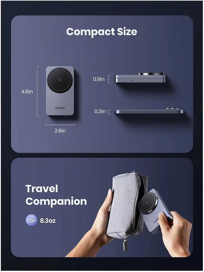 Įkroviklis indukcinė 2w1 Ugreen W528 do iPhone, AirPods, 20W (pilka)